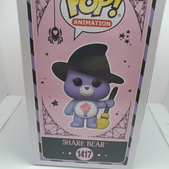 Funko Pop! Purple Care Bear 1417 Share Bear NYCC 2024 LE Sticker Witch Halloween - Picture 5 of 8